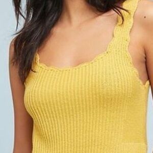 Anthropologie Moth Newport Yellow Knit Tank size Small